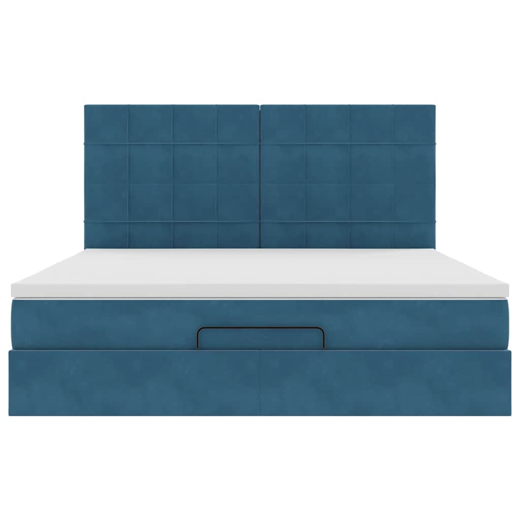 Ottoman Bed with Mattresses Dark Blue 180x200cm Velvet