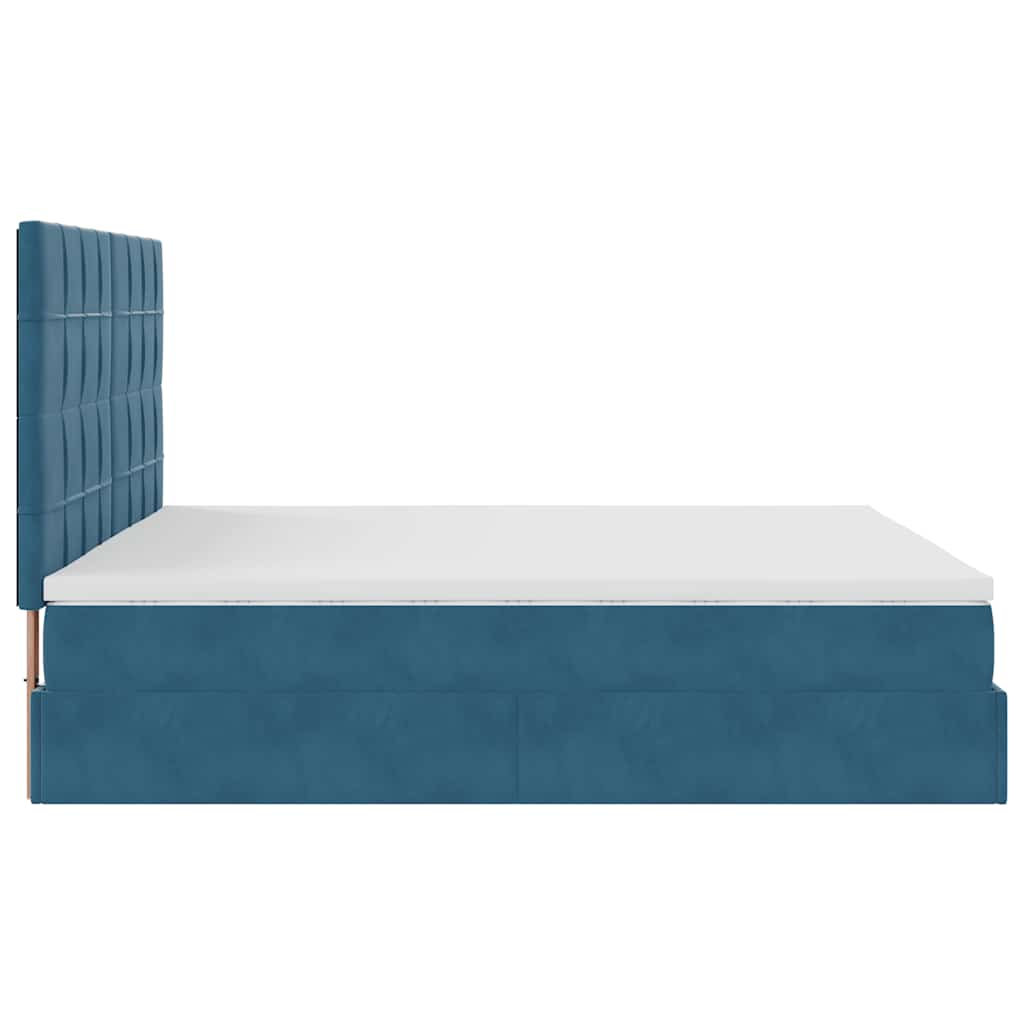 Ottoman Bed with Mattresses Dark Blue 180x200cm Velvet