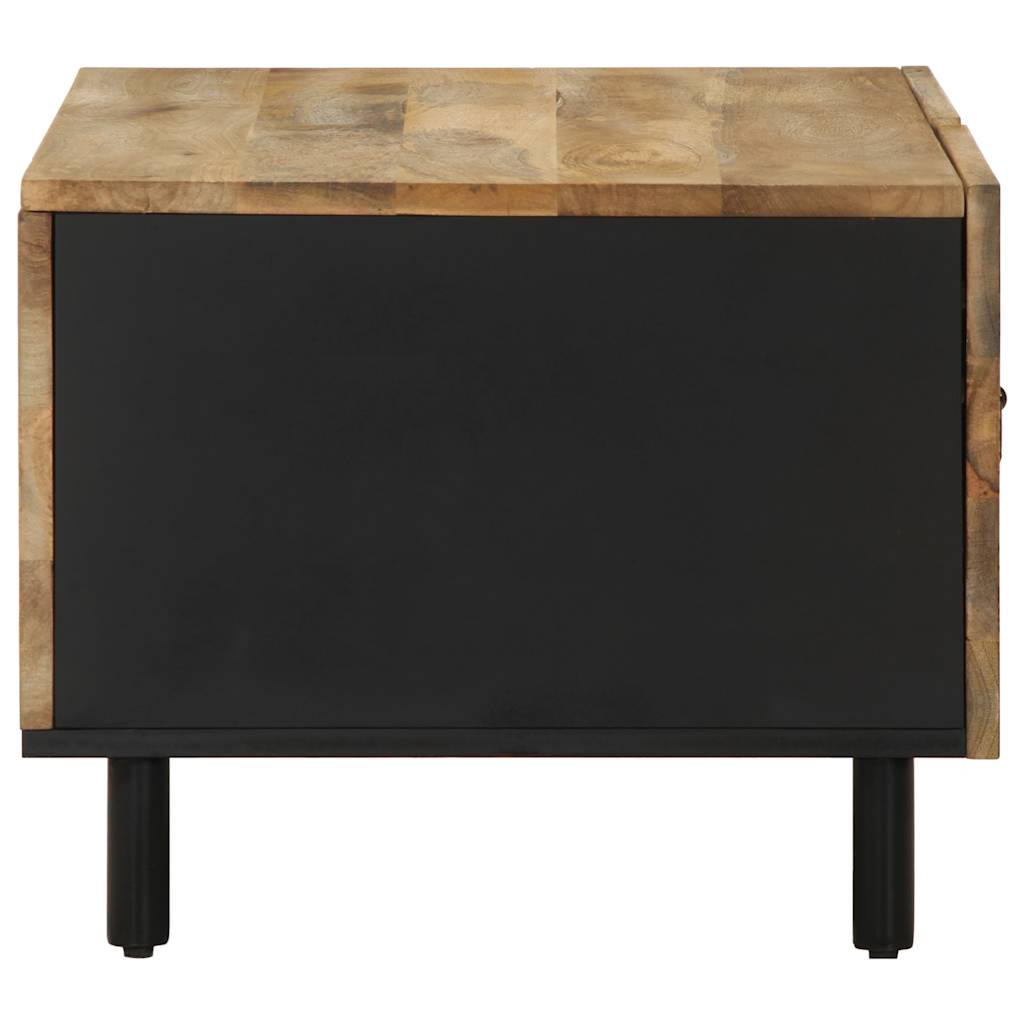 Coffee Table Black 80x50x40 cm Solid Rough Wood Mango
