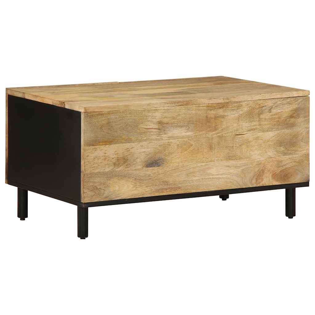 Coffee Table Black 80x50x40 cm Solid Rough Wood Mango