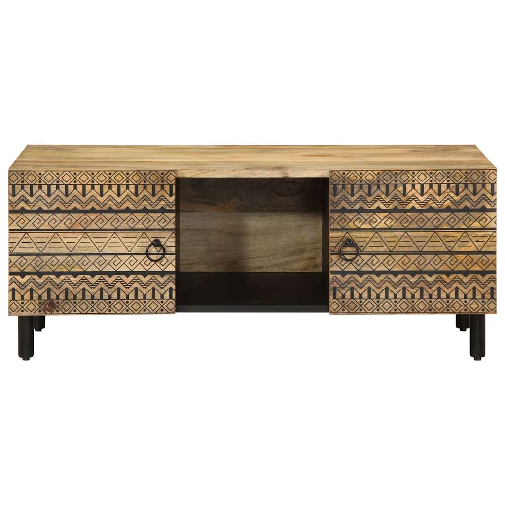 Coffee Table Black 100x54x40 cm Solid Rough Wood Mango