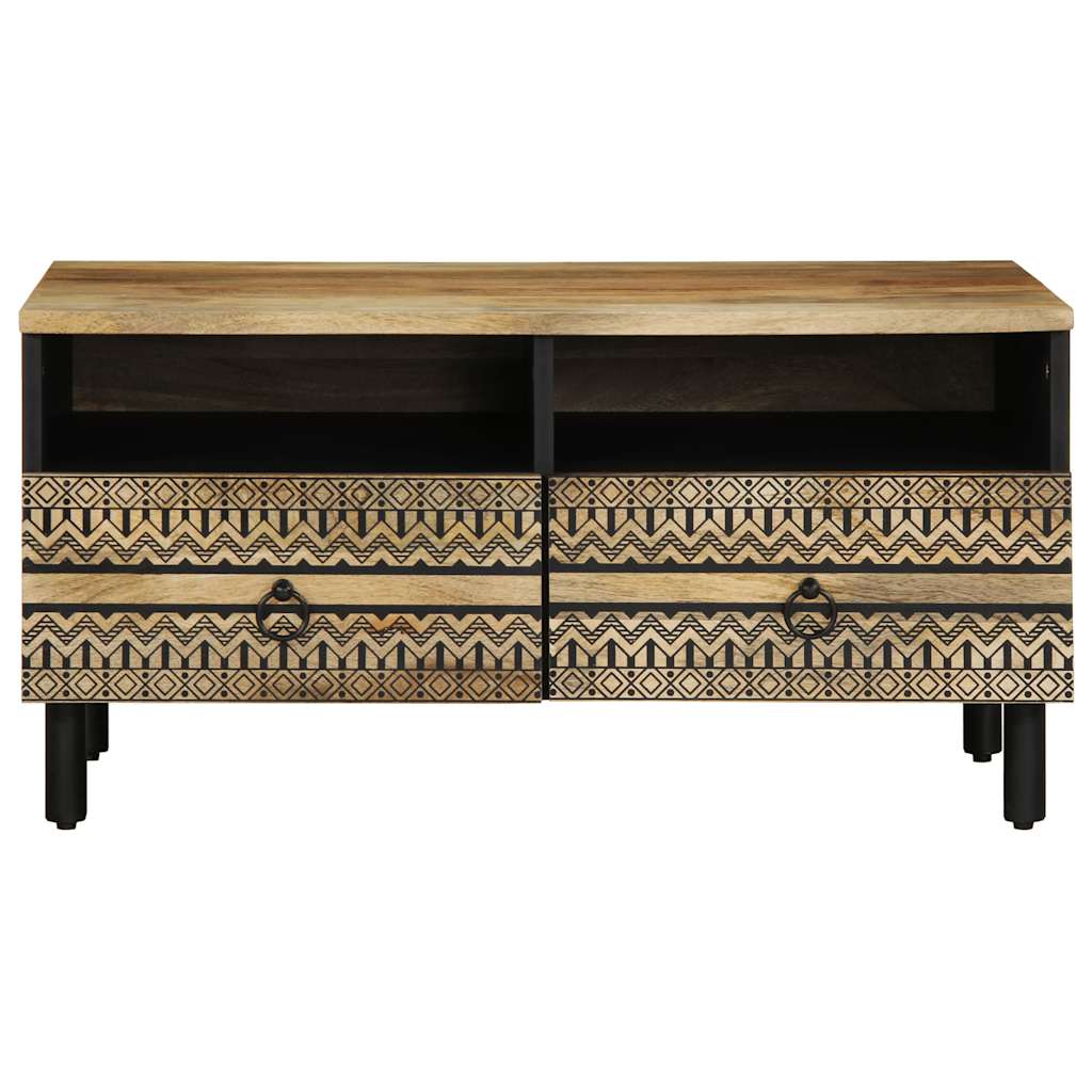 Coffee Table Black 80x54x40 cm Solid Rough Wood Mango