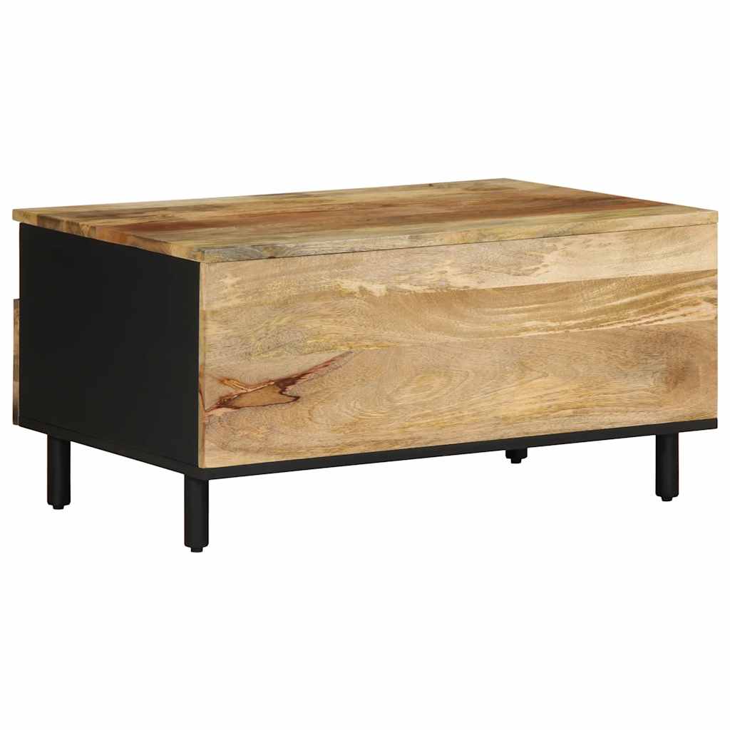 Coffee Table Black 80x54x40 cm Solid Rough Wood Mango