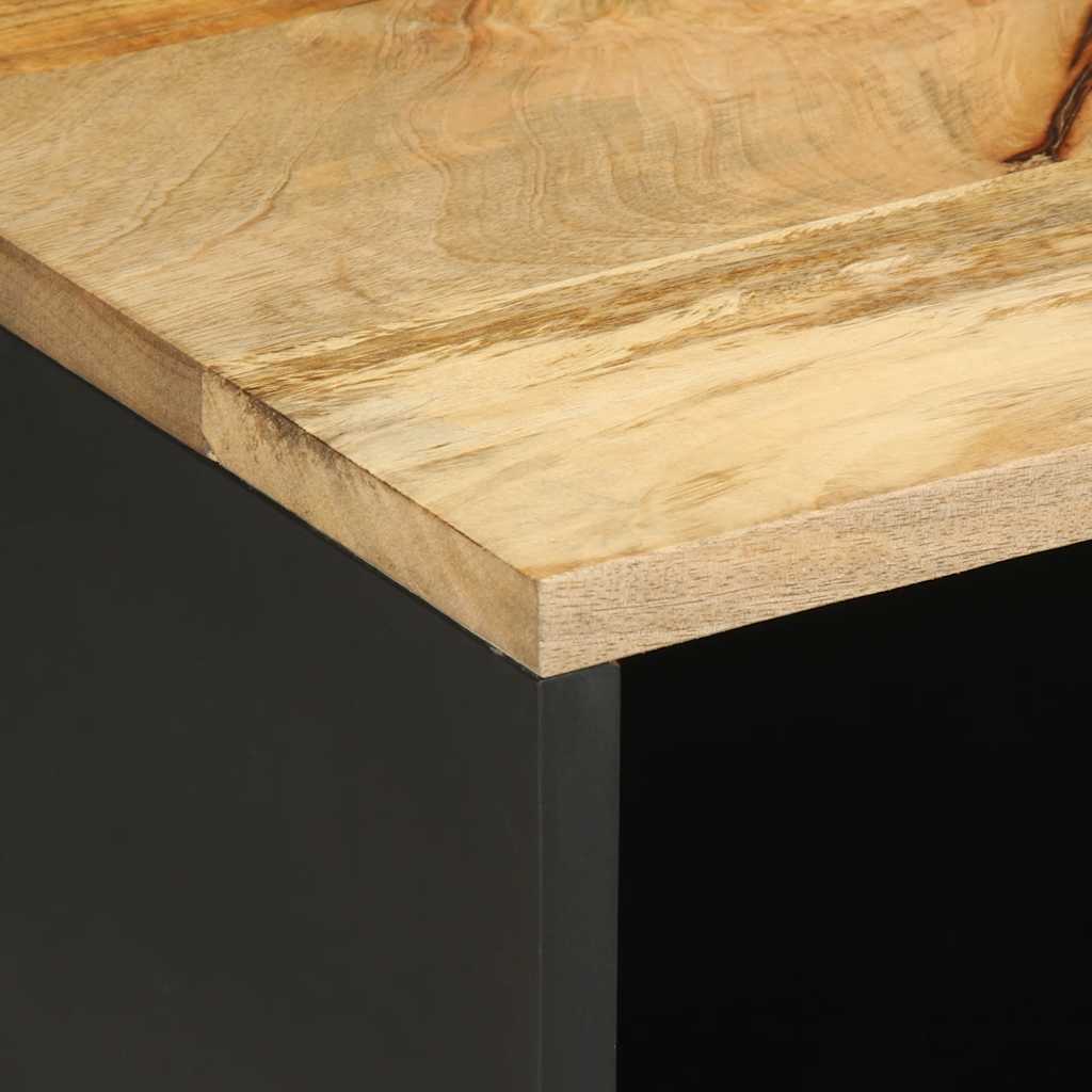 TV Cabinet Black 80x33.5x46 cm Solid Rough Wood Mango