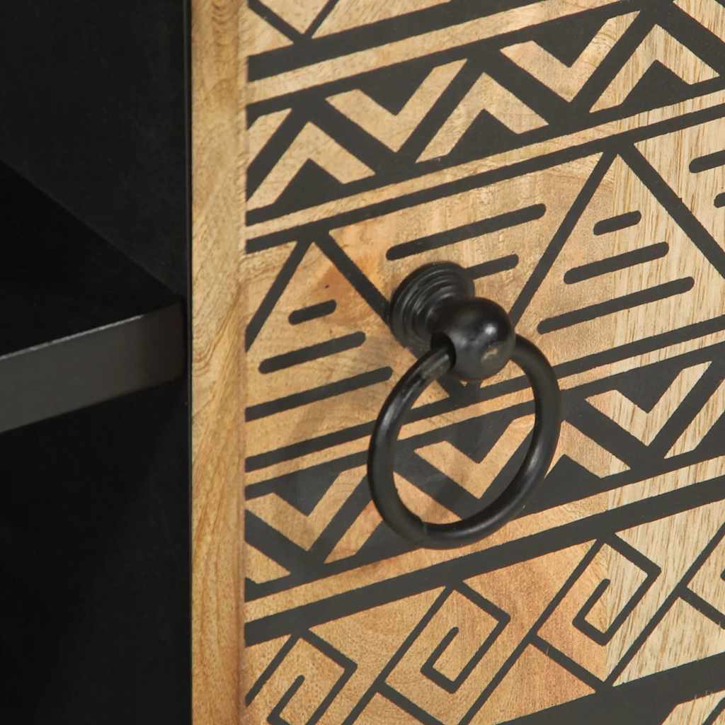 TV Cabinet Black 80x33.5x46 cm Solid Rough Wood Mango