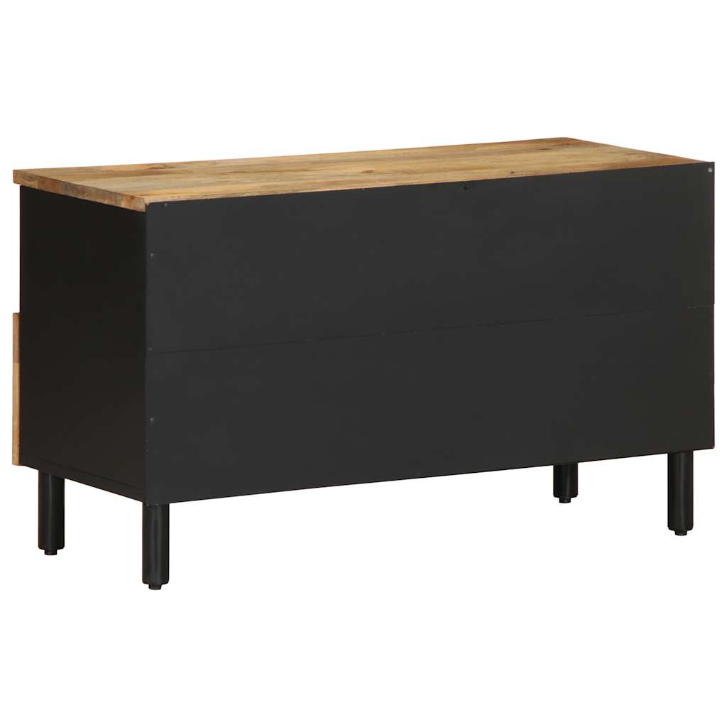TV Cabinet Black 80x33.5x46 cm Solid Rough Wood Mango