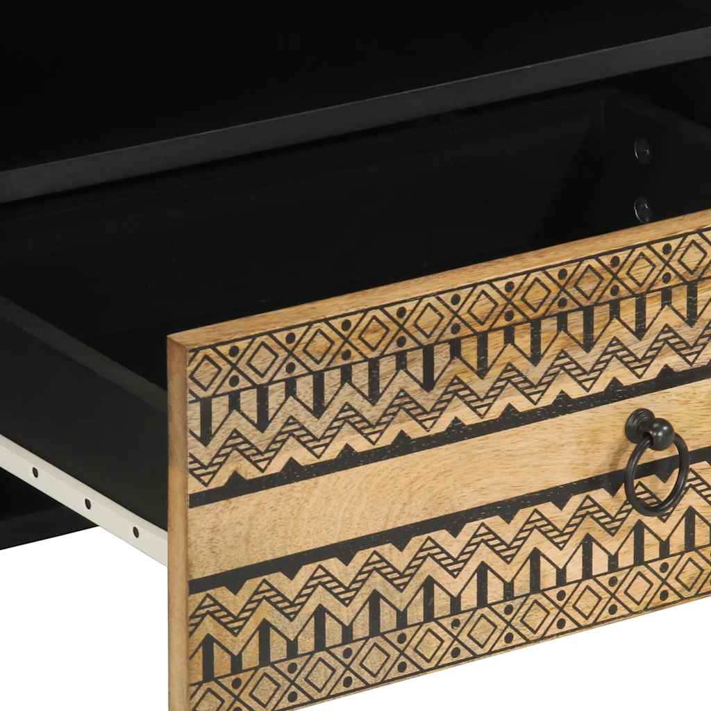 TV Cabinet Black 80x33.5x46 cm Solid Rough Wood Mango