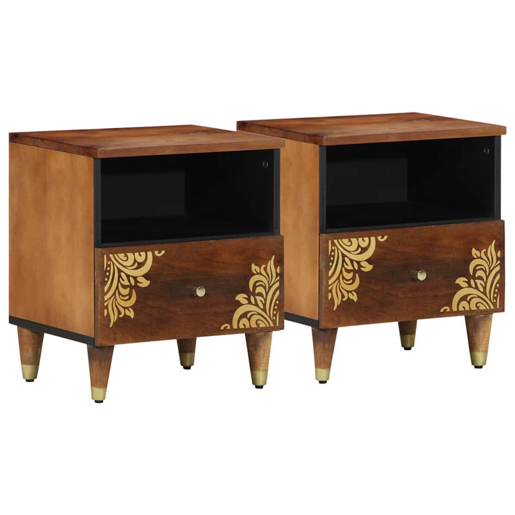 Bedside Cabinet with Drawer 2 pcs Honey brown 40 x 33 x 46 cm