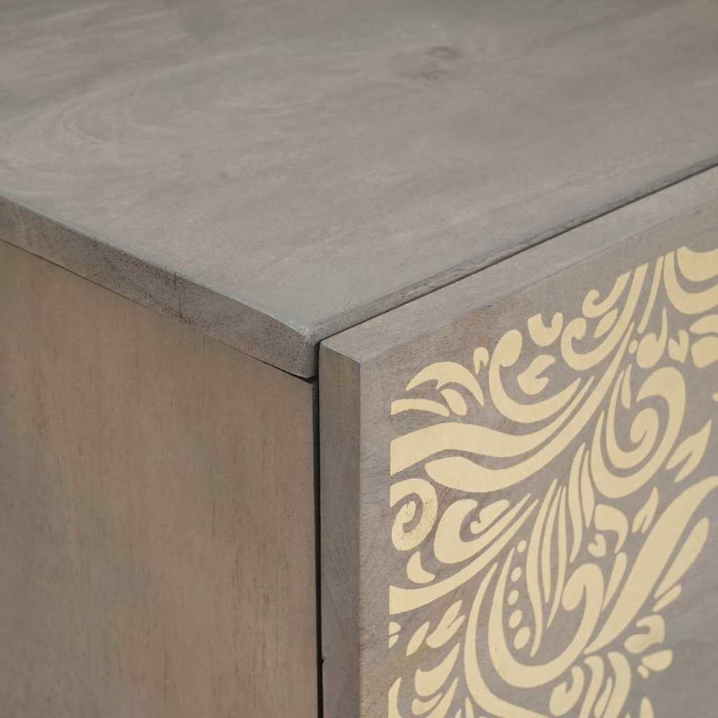 Bedside Cabinet Grey 40 x 33 x 46 cm Solid mango wood