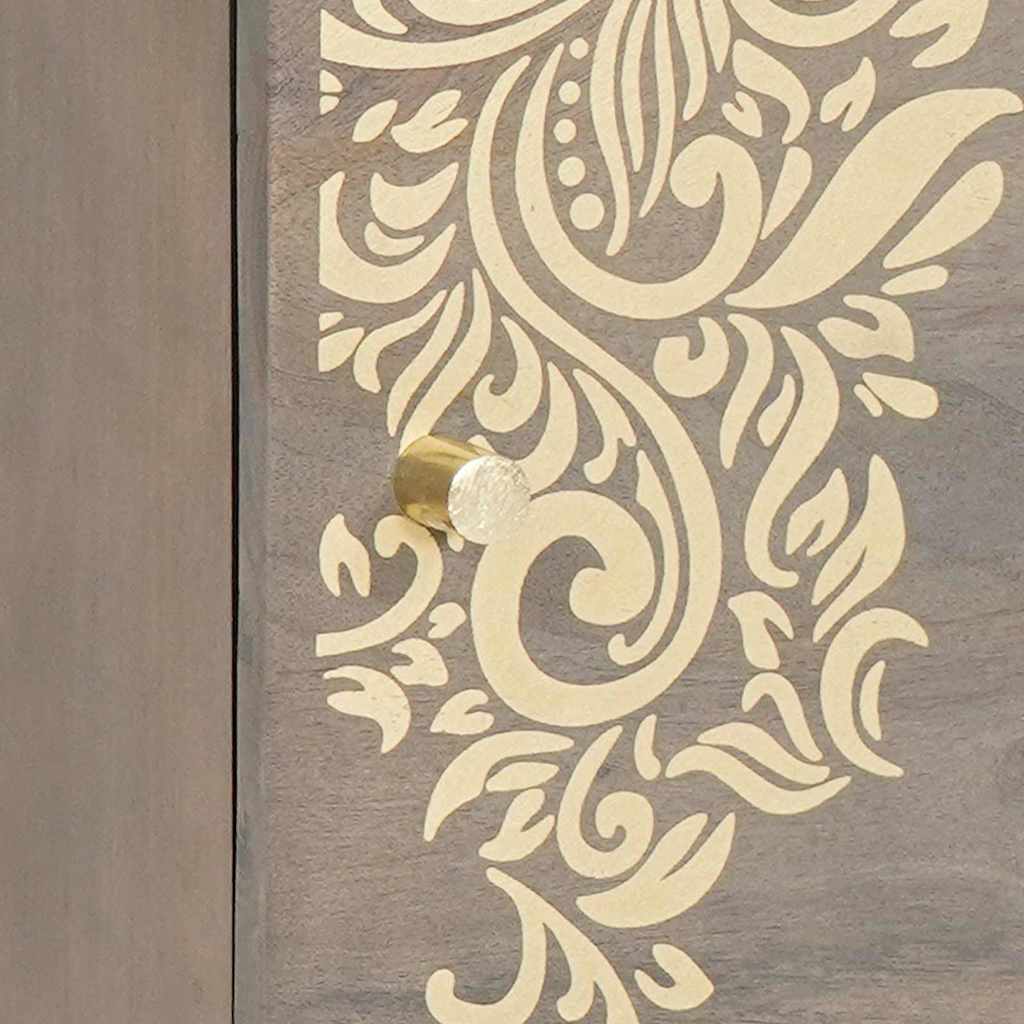 Bedside Cabinet Grey 40 x 33 x 46 cm Solid mango wood