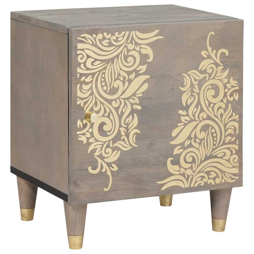 Bedside Cabinet Grey 40 x 33 x 46 cm Solid mango wood