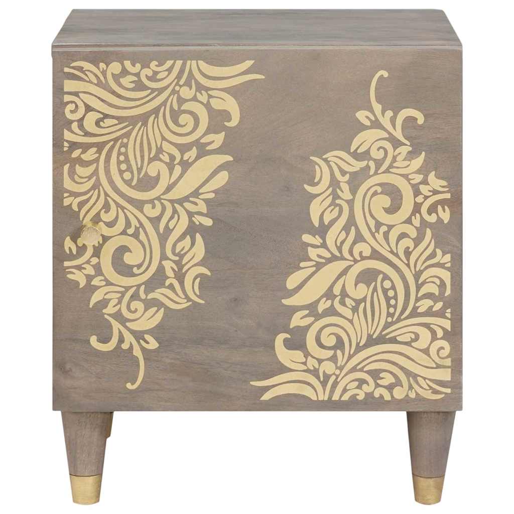 Bedside Cabinet Grey 40 x 33 x 46 cm Solid mango wood