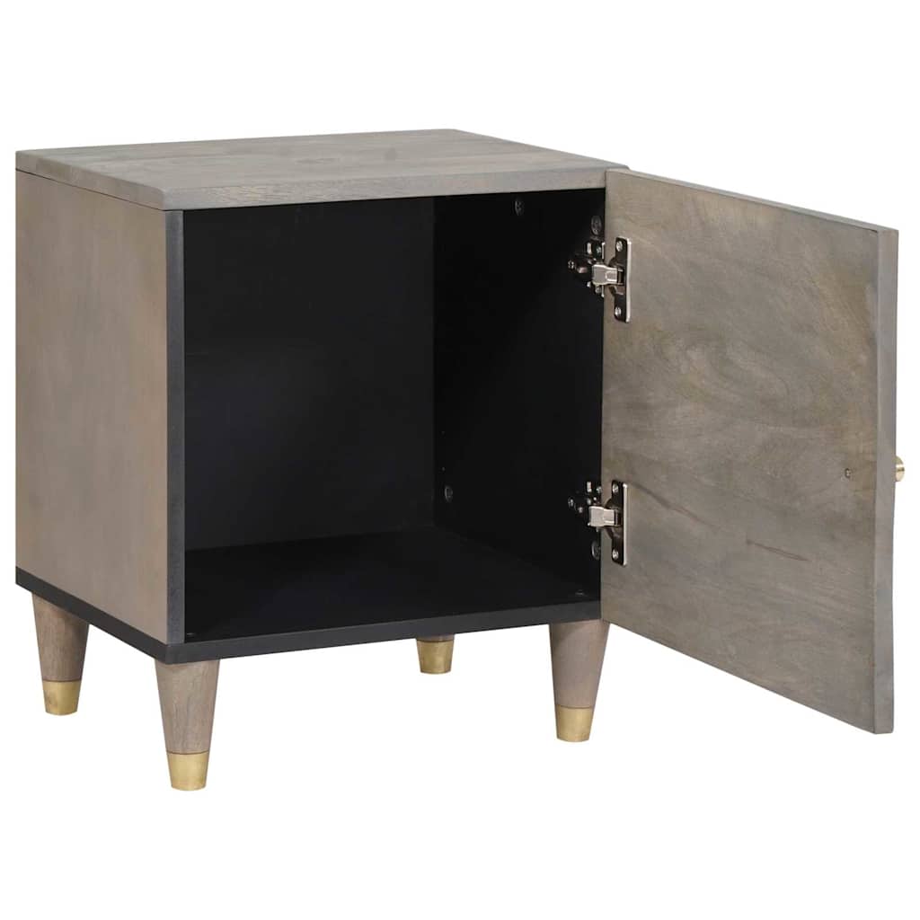 Bedside Cabinet 2 pcs Grey 40 x 33 x 46 cm Solid mango wood