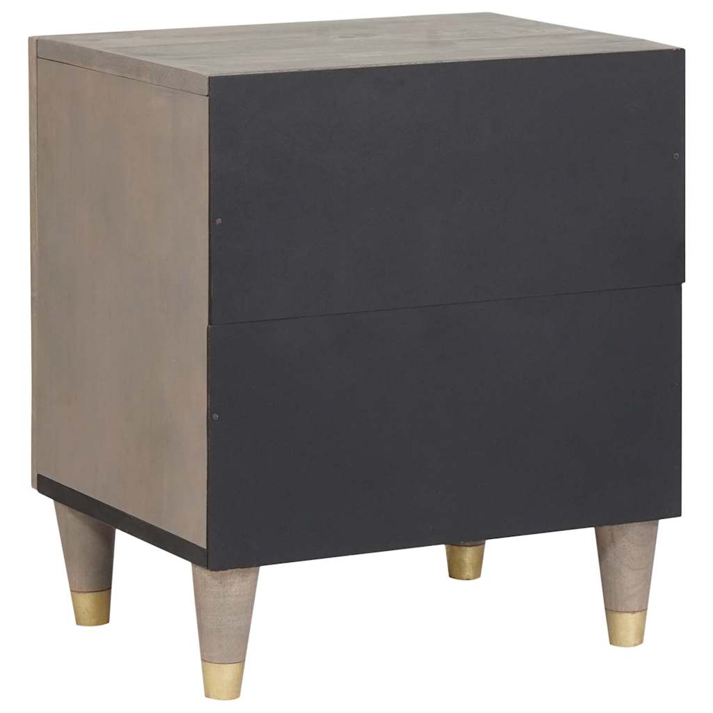 Bedside Cabinet 2 pcs Grey 40 x 33 x 46 cm Solid mango wood