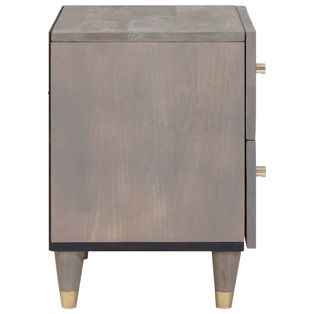 Bedside Cabinet Grey 40 x 33 x 46 cm Solid mango wood