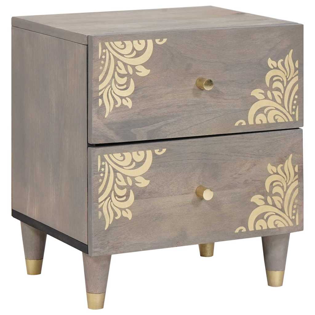 Bedside Cabinet 2 pcs Grey 40 x 33 x 46 cm Solid mango wood