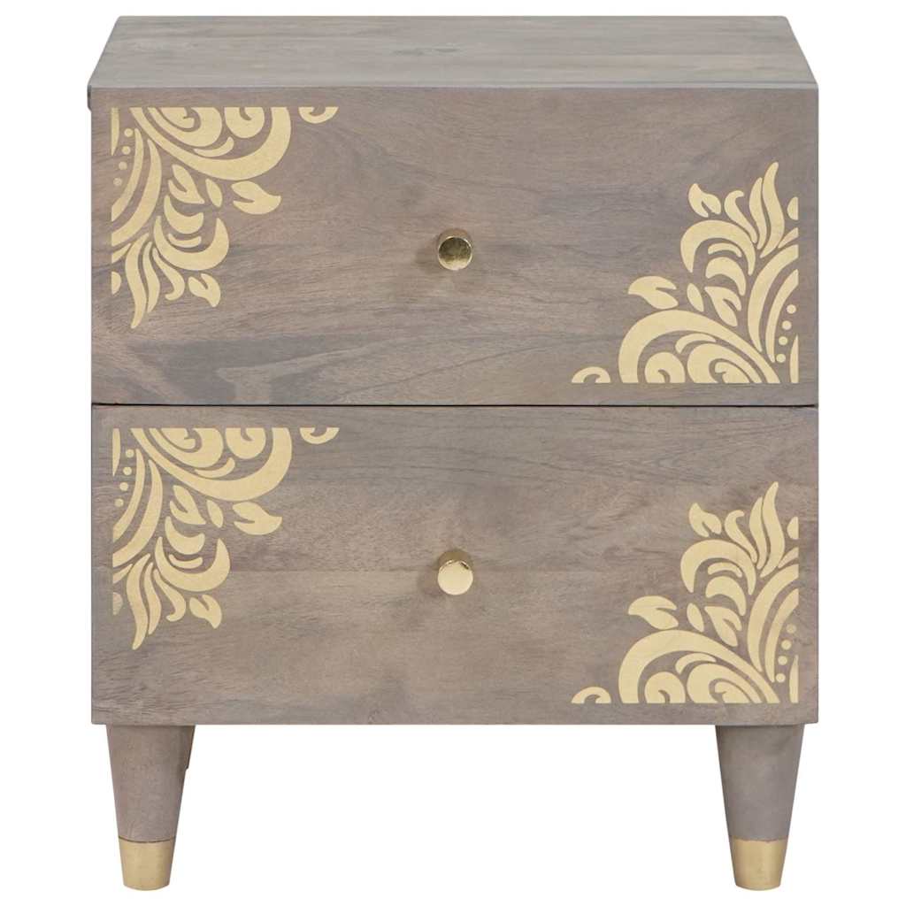 Bedside Cabinet 2 pcs Grey 40 x 33 x 46 cm Solid mango wood