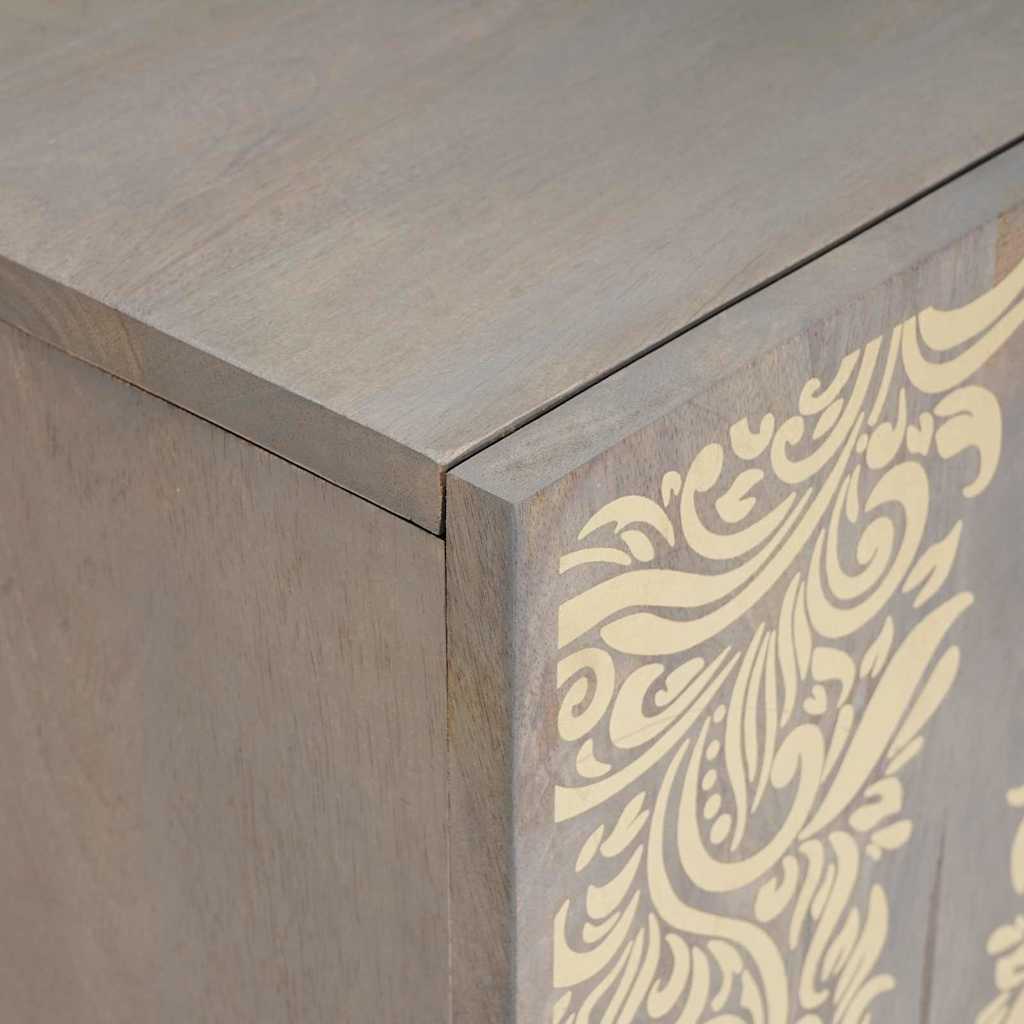 TV Cabinet Grey and Gold 105 x 33.5 x 46 cm Solid Mango wood