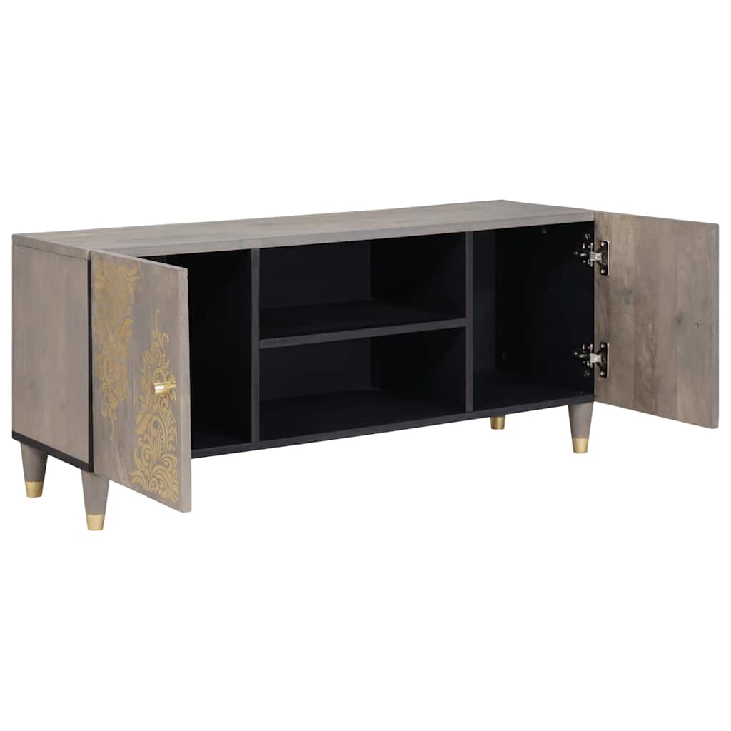 TV Cabinet Grey and Gold 105 x 33.5 x 46 cm Solid Mango wood