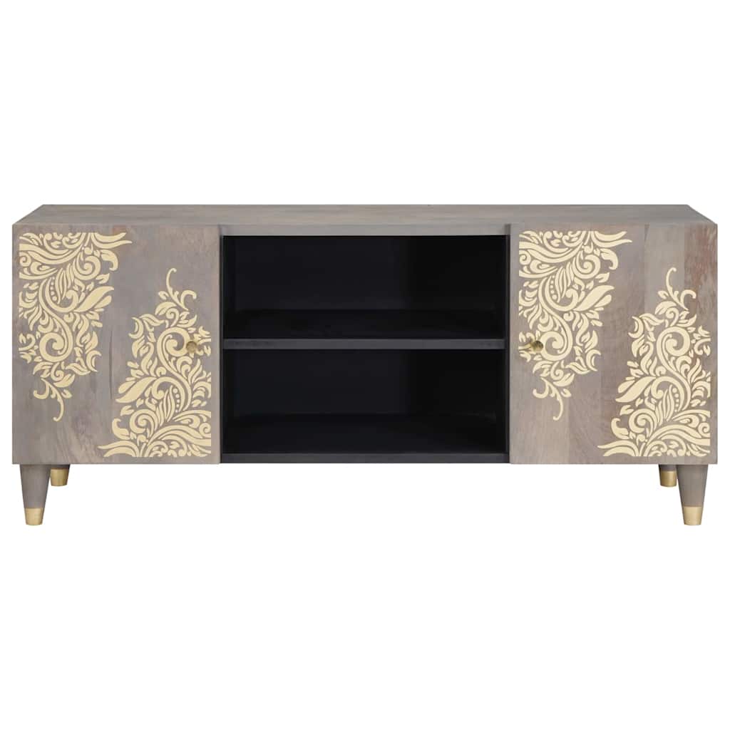 TV Cabinet Grey and Gold 105 x 33.5 x 46 cm Solid Mango wood