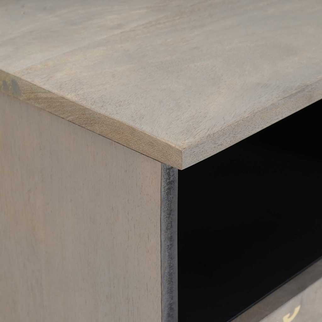 TV Cabinet with Shelf Grey and Gold Solid Mango wood