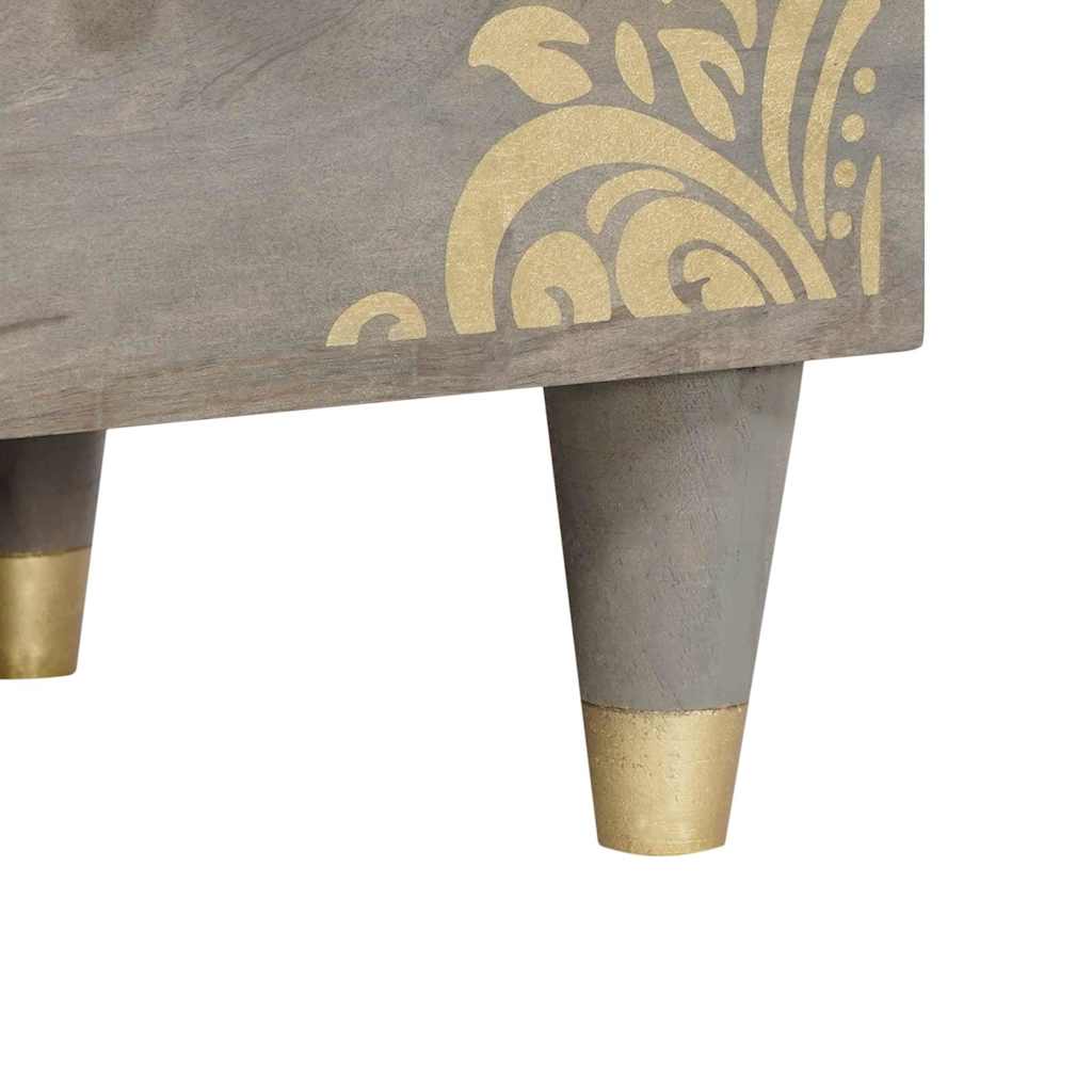 TV Cabinet with Shelf Grey and Gold Solid Mango wood