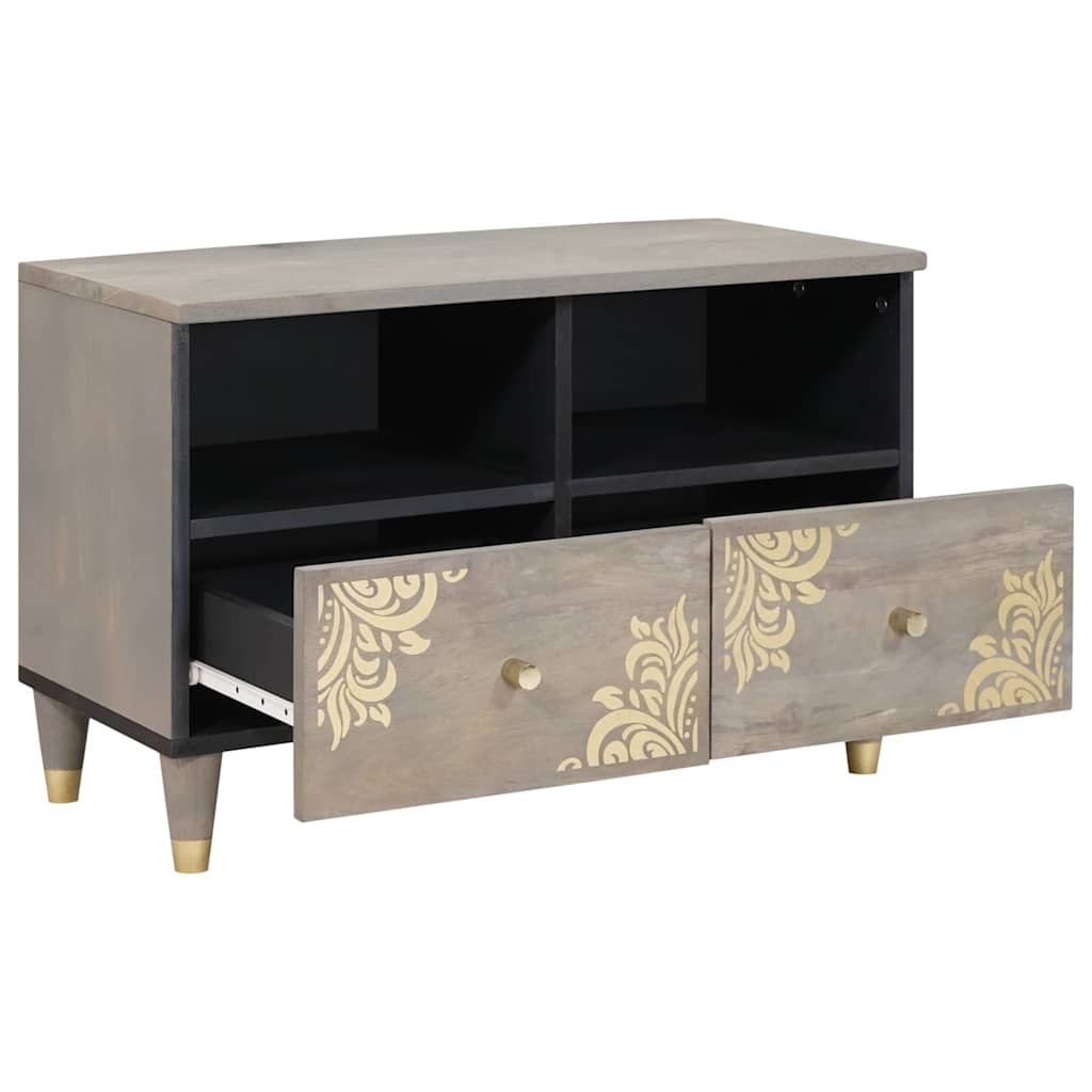 TV Cabinet with Shelf Grey and Gold Solid Mango wood