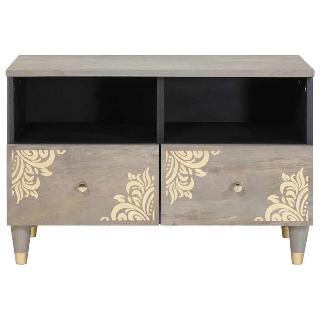 TV Cabinet with Shelf Grey and Gold Solid Mango wood