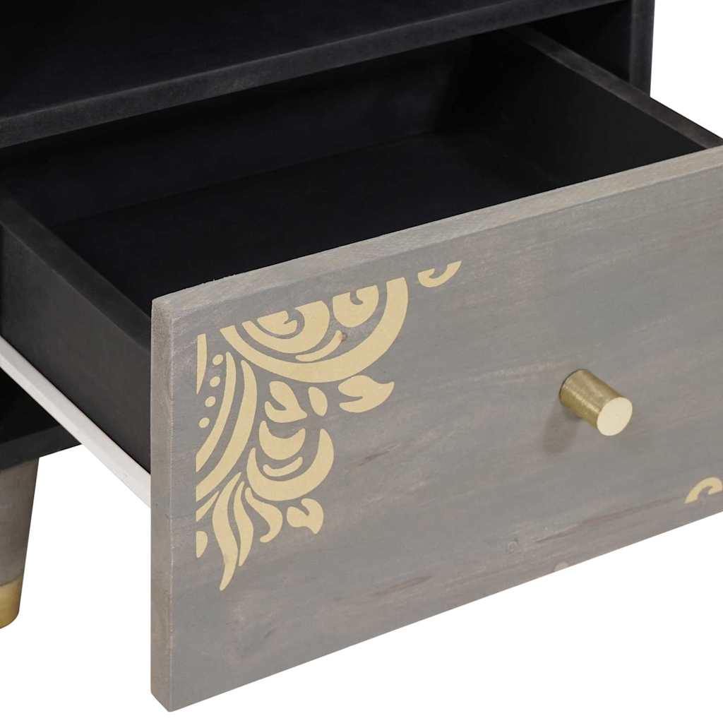 Bedside Cabinet 2 pcs Grey 40 x 33 x 46 cm Solid mango wood