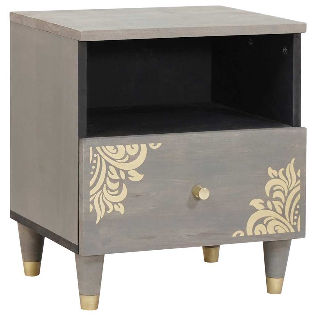 Bedside Cabinet 2 pcs Grey 40 x 33 x 46 cm Solid mango wood