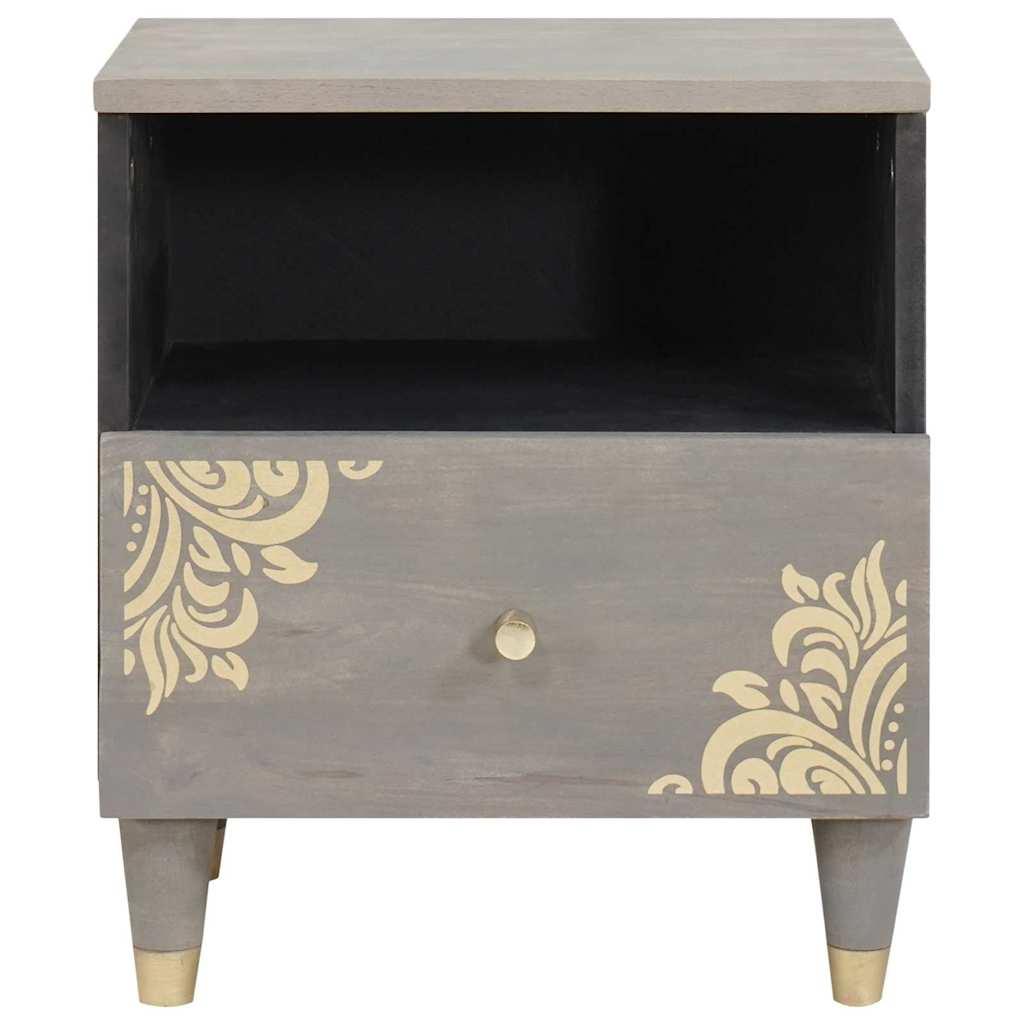Bedside Cabinet 2 pcs Grey 40 x 33 x 46 cm Solid mango wood