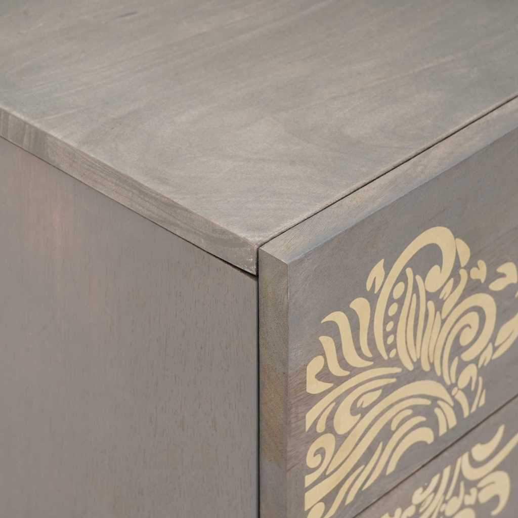 Bedside Cabinet Grey 50 x 33 x 60 cm Solid mango wood