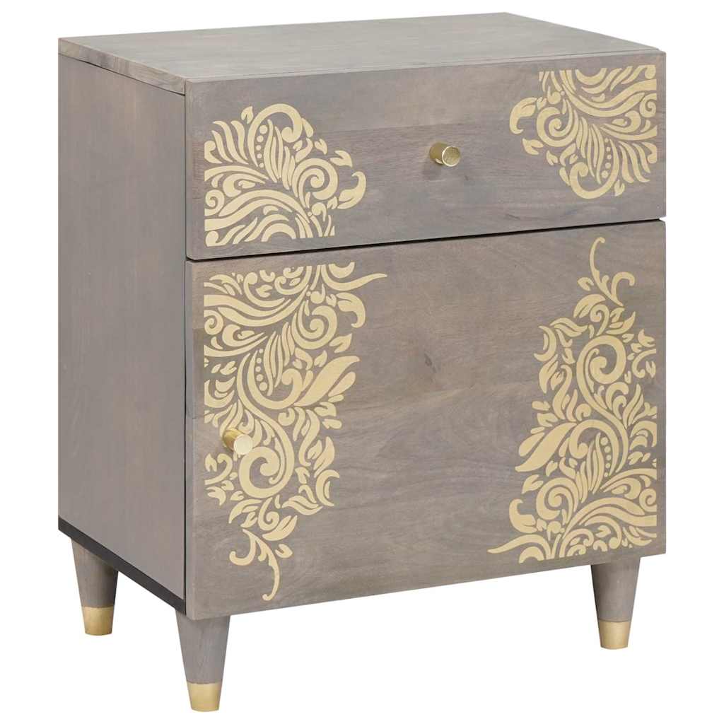 Bedside Cabinet Grey 50 x 33 x 60 cm Solid mango wood