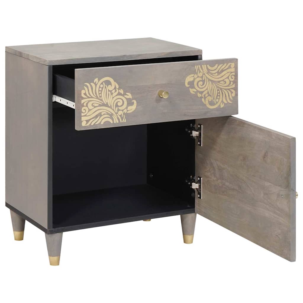 Bedside Cabinet Grey 50 x 33 x 60 cm Solid mango wood