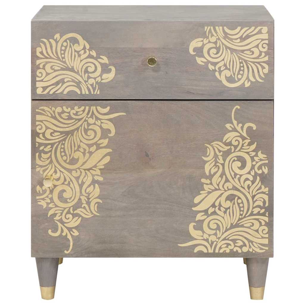 Bedside Cabinet Grey 50 x 33 x 60 cm Solid mango wood