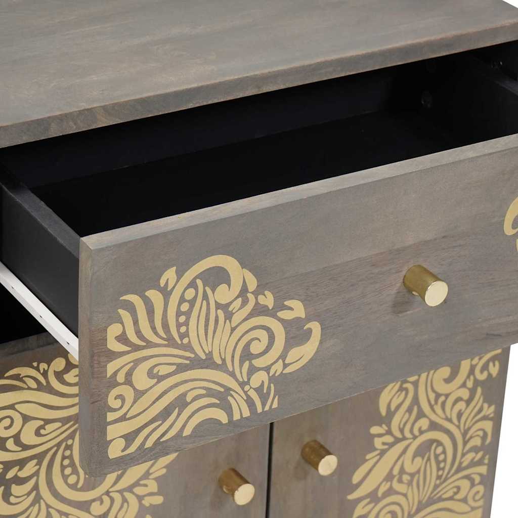 Bedside Cabinet Grey 50 x 33 x 60 cm Solid mango wood