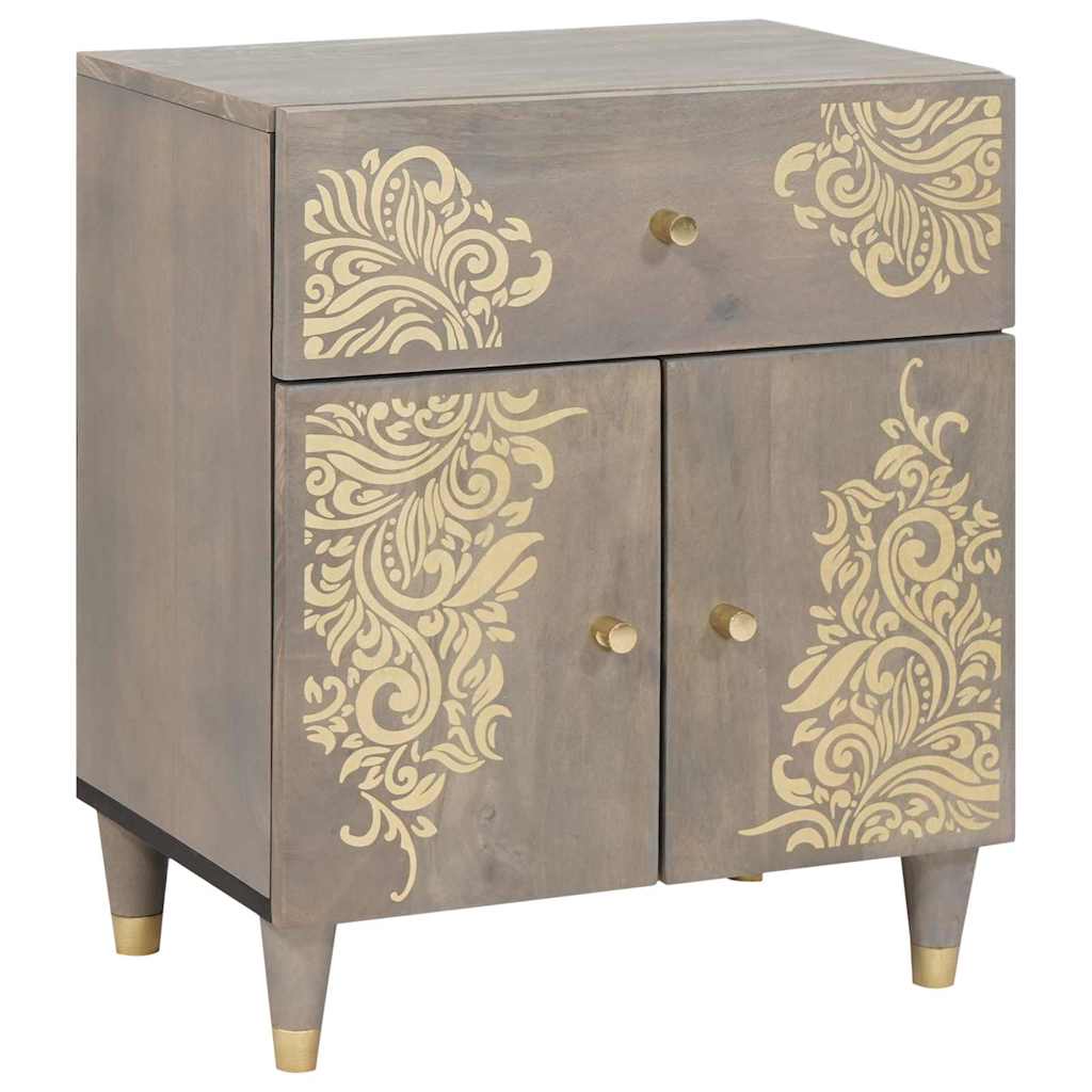 Bedside Cabinet Grey 50 x 33 x 60 cm Solid mango wood