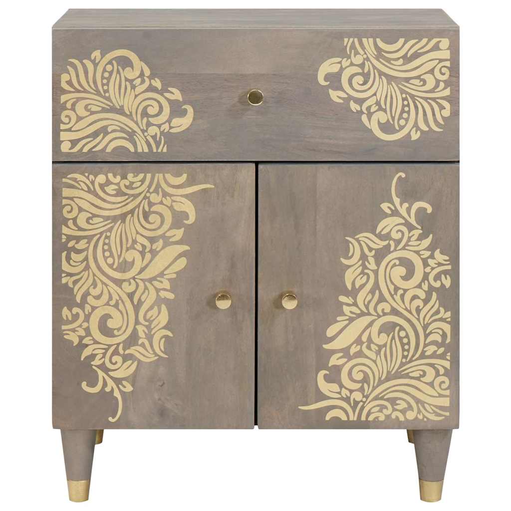 Bedside Cabinet Grey 50 x 33 x 60 cm Solid mango wood