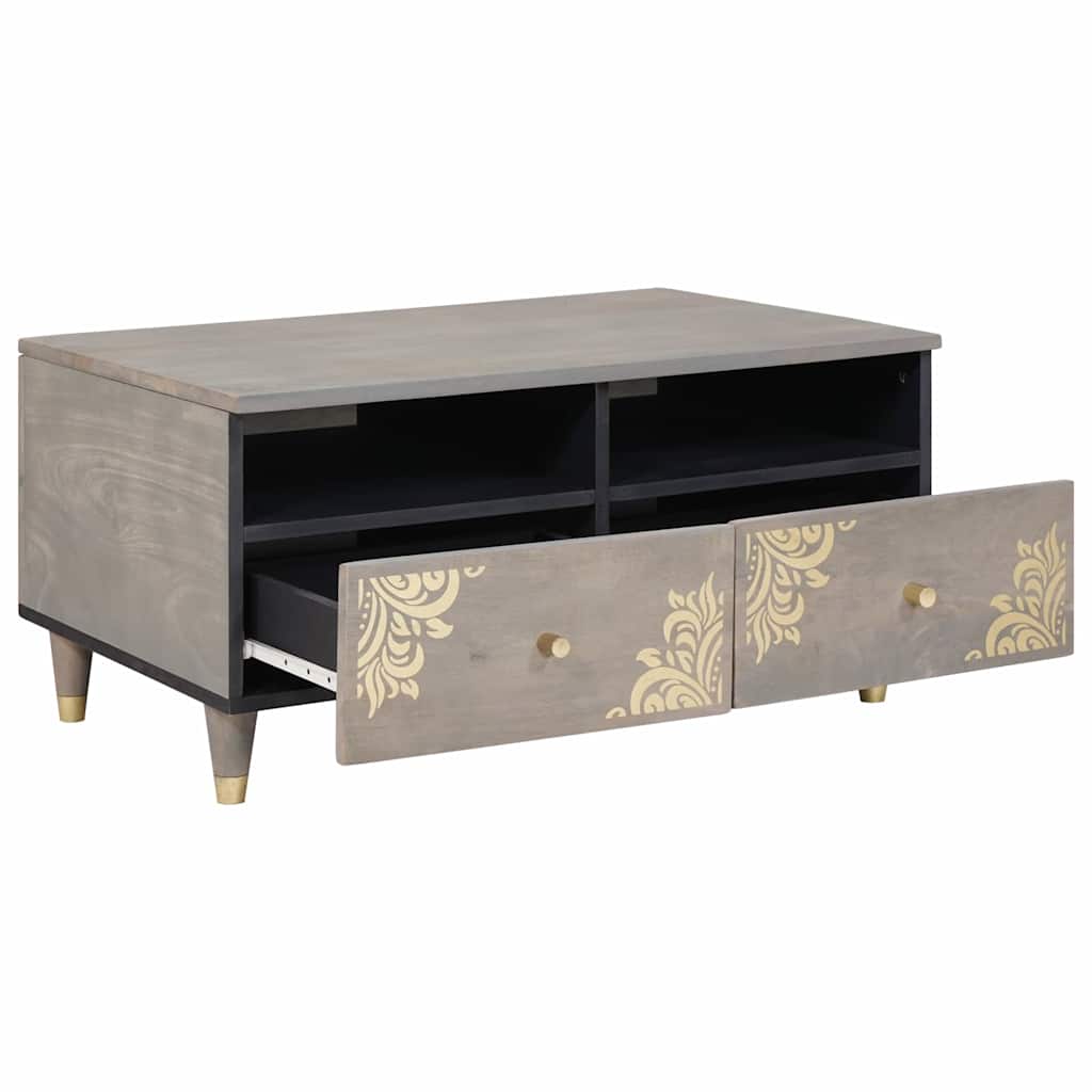 Coffee Table with Drawer Grey 80 x 54 x 40 cm Solid mango wood