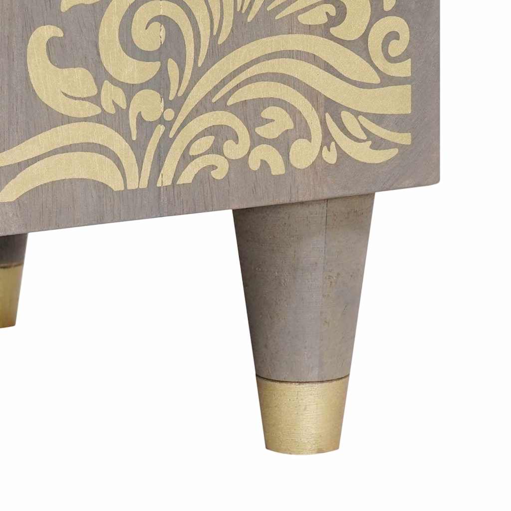 TV Cabinet Grey and Gold 80 x 31.5 x 46 cm Solid Mango wood