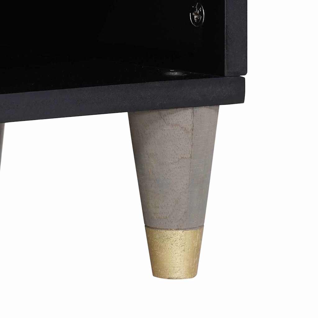 TV Cabinet Grey and Gold 100 x 33.5 x 46 cm Solid Mango wood