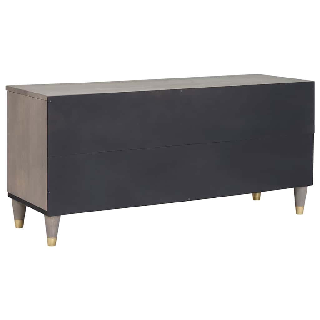 TV Cabinet Grey and Gold 100 x 33.5 x 46 cm Solid Mango wood