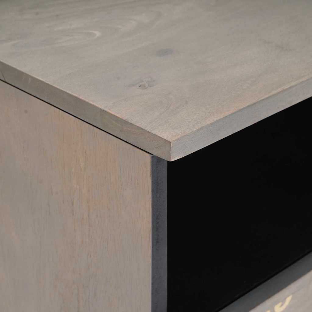 TV Cabinet Grey and Gold 80 x 33.5 x 46 cm Solid Mango wood
