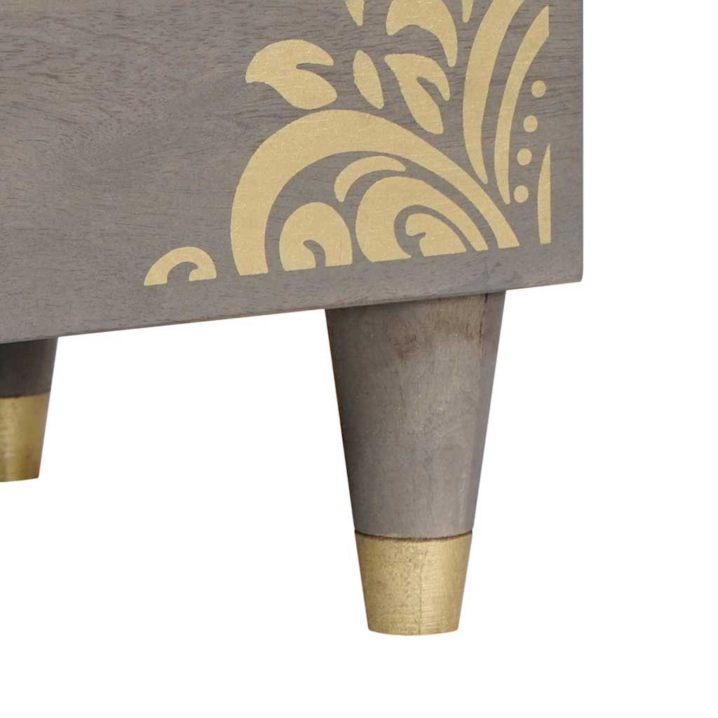 TV Cabinet Grey and Gold 80 x 33.5 x 46 cm Solid Mango wood