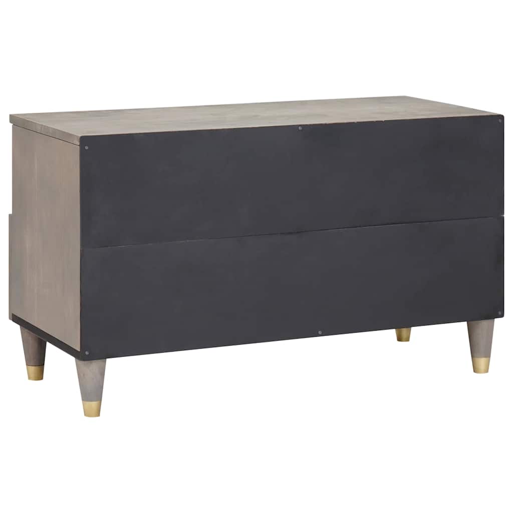 TV Cabinet Grey and Gold 80 x 33.5 x 46 cm Solid Mango wood