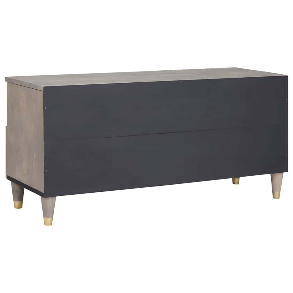 TV Cabinet Grey and Gold 100 x 33.5 x 46 cm Solid Mango wood