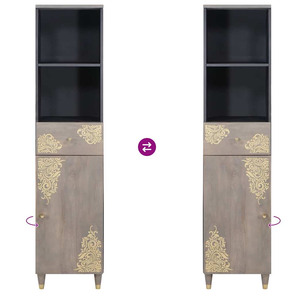 Sideboard with Drawer Grey 38 x 33.5 x 160 cm Solid Mango wood