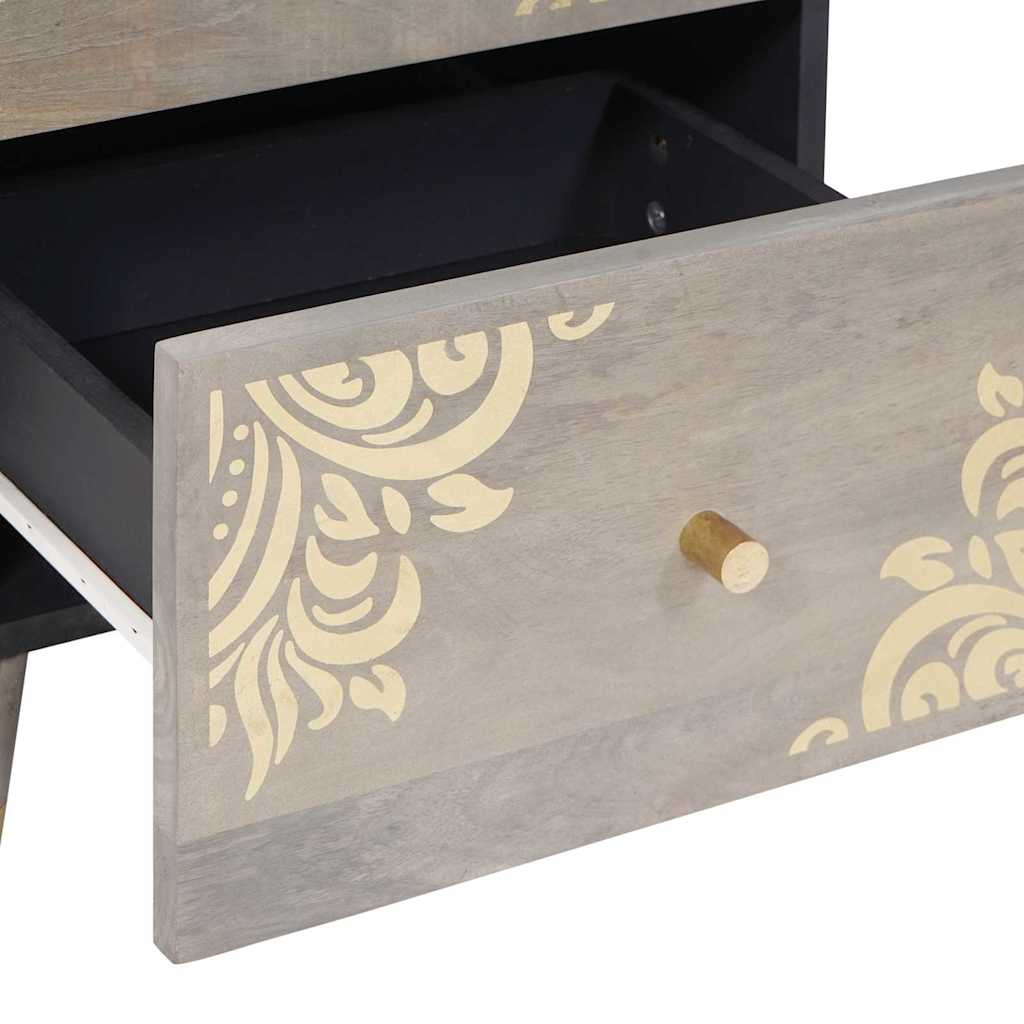 Sideboard Grey and Gold 40 x 33.5 x 75 cm Solid Mango wood