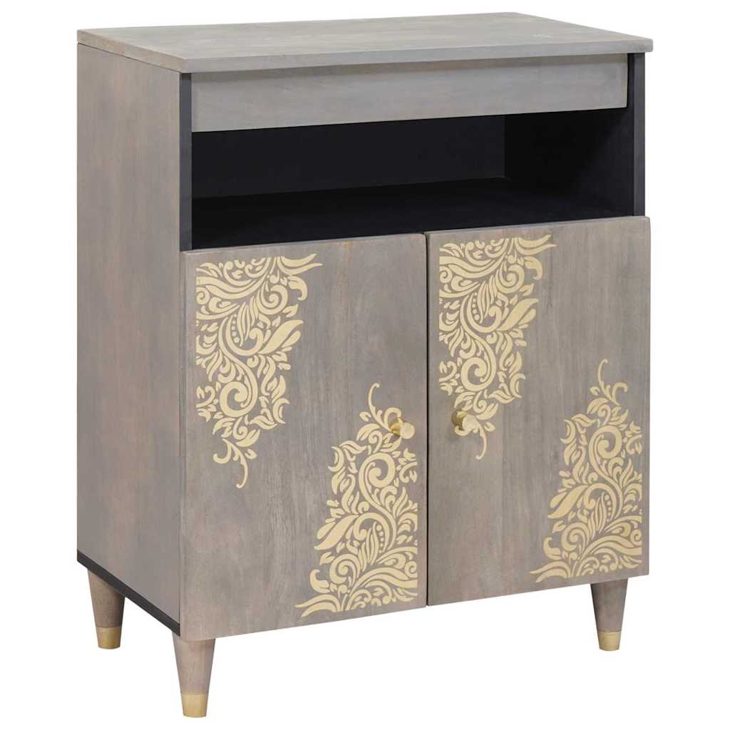 Sideboard Grey and Gold 60 x 33.5 x 75 cm Solid Mango wood