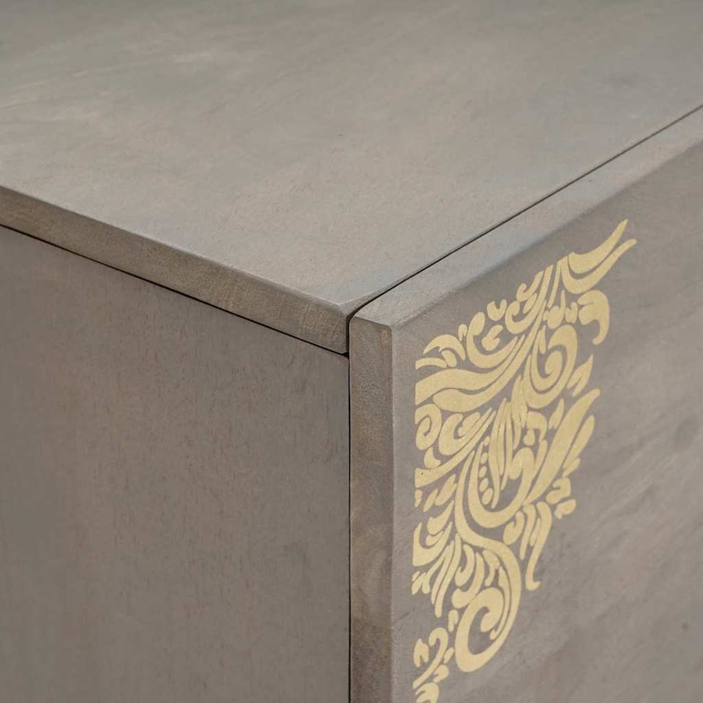 Sideboard Grey and Gold 80 x 33.5 x 75 cm Solid Mango wood